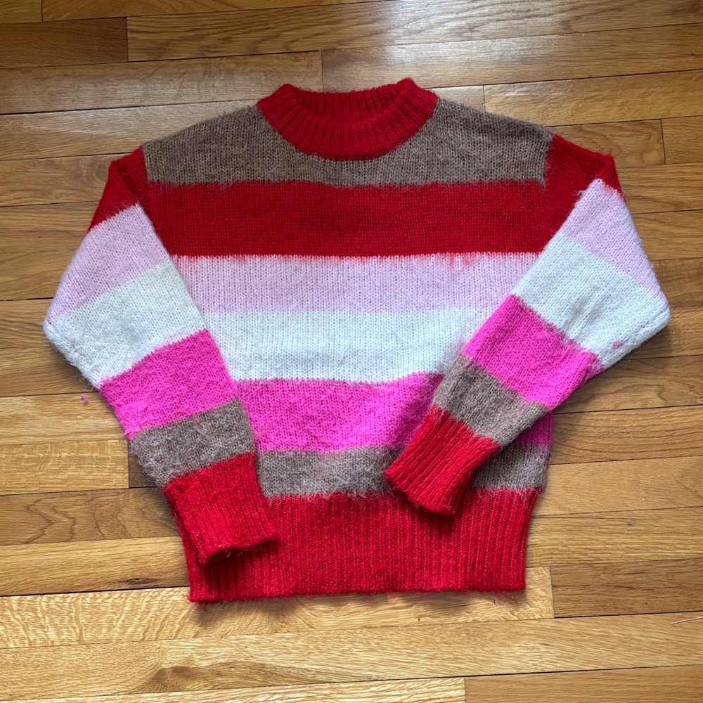 a new day Colorful Striped Crew Neck Sweater